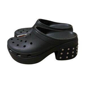 Crocs Siren Black Studded Platform Clog Heel Men Size 13 Disco New NWT